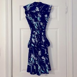Navy Blue Floral Charter Club A-Line dress_size 2P